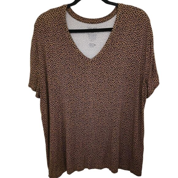 Nine West Soft Spun Womens Shirt Sleeve Animal Print V-Neck Rayon T-Shirt XXL - Picture 1 of 5